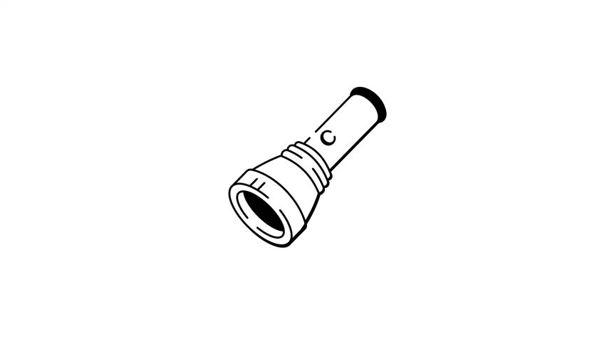 A doodle safari animated icon of a flashlight 

