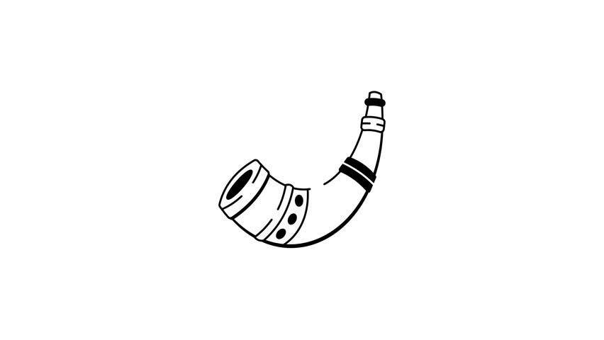 Doodle safari animated icon of a viking hunting horn 
