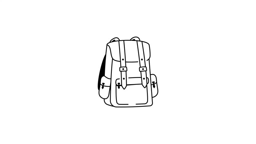 A hand drawn style animated icon of backpack 
