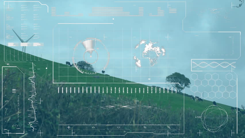 Digital interface overlay with data and analysis graphics on wind turbine. Renewable, energy, technology, analytics, sustainability, innovation - Powered by Shutterstock - Get 15% off with code: PIKWIZARD15