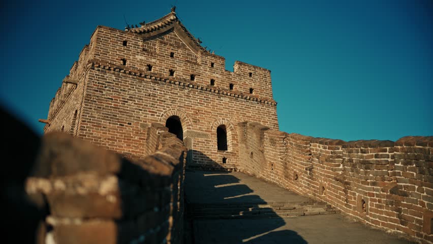 Shot of China Wall in setting sun