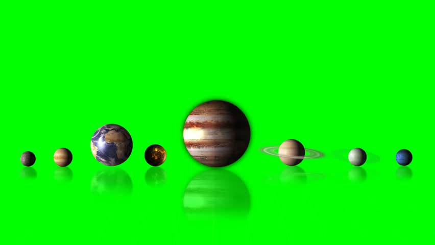 Solar system with planets ratio green screen animation