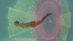Underwater swimmer with animation overlaying digital data visualization in pool. Swimming, technology, innovation, futuristic - Powered by Shutterstock - Get 15% off with code: PIKWIZARD15