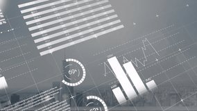 World map and financial charts animation over city skyline background. Finance, investment, economy, business, globalization, technology - Powered by Shutterstock - Get 15% off with code: PIKWIZARD15