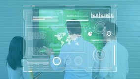 Analyzing digital data and graphs, people using transparent screen in school setting. Technology, innovation, education, analytics, futuristic, teamwork - Powered by Shutterstock - Get 15% off with code: PIKWIZARD15