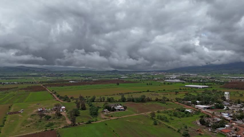 Fast-Moving Clouds Over Mexican Farmland in Hyperlapse