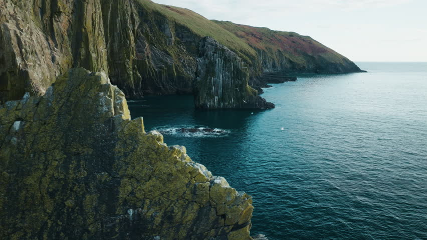 Drone shot of Old Head of Kinsale cliffs, County Cork, Ireland 06