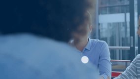 Business professionals working on laptops with network connections animation overlay. Collaboration, technology, digital, connectivity, teamwork, innovation - Powered by Shutterstock - Get 15% off with code: PIKWIZARD15