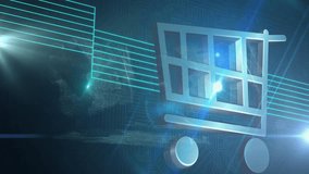 Animation of shopping cart icon with digital data and equations in futuristic design. E-commerce, technology, innovation, online, retail, network - Powered by Shutterstock - Get 15% off with code: PIKWIZARD15