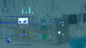 Animated charts and graphs in laboratory background for data visualization purposes. Analytics, research, statistics, data analysis, infographics, laboratory equipment - Powered by Shutterstock - Get 15% off with code: PIKWIZARD15