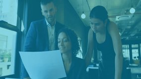 In modern office, business team reviewing documents with animation of email icon. collaboration, technology, digital, communication, teamwork - Powered by Shutterstock - Get 15% off with code: PIKWIZARD15