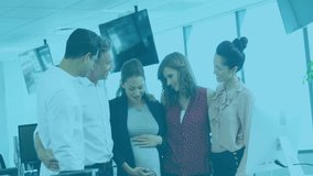 Collaborating in office, business team working with digital data processing overlay. Teamwork, collaboration, technology, analysis, meeting, communication - Powered by Shutterstock - Get 15% off with code: PIKWIZARD15