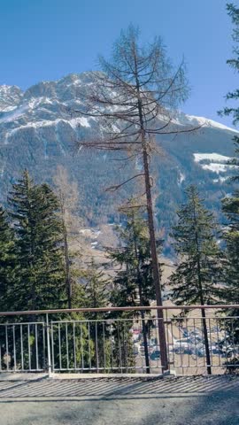 Snow-capped mountains and forests in Switzerland 