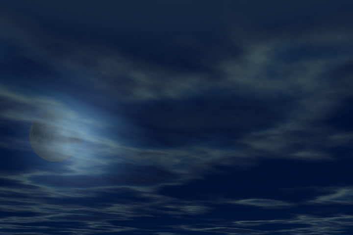 Full moon and animated clouds in night