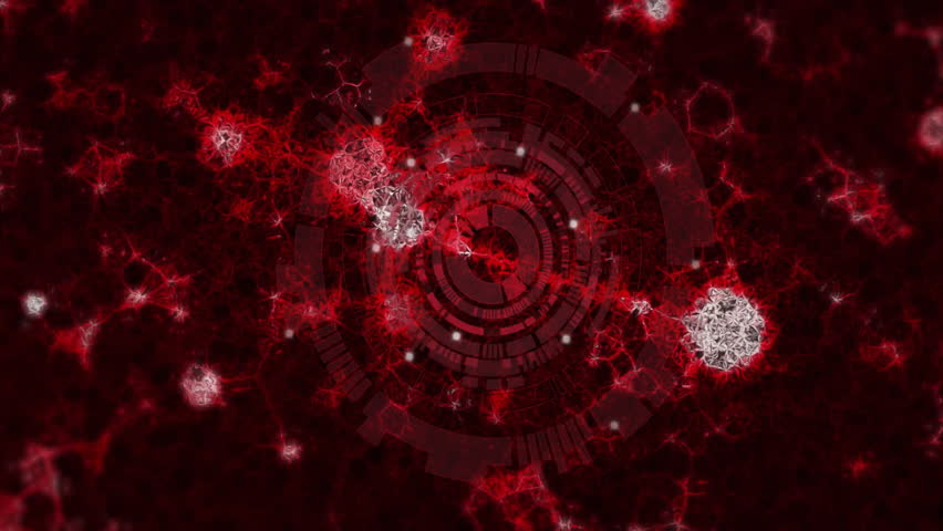 Animation of glowing neural network pattern with red and white connections. Technology, digital, abstract, futuristic, energy, connectivity
