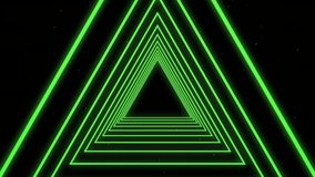 Animation of neon green triangles creating tunnel effect in starry space background. Abstract, futuristic, digital, geometry, glowing, seamless - Powered by Shutterstock - Get 15% off with code: PIKWIZARD15