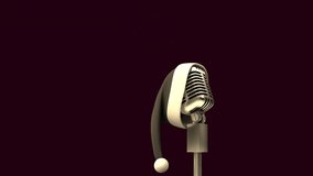 Santa hat on vintage microphone surrounded by glowing festive lights for animation. Christmas, retro, holiday, decoration, celebration, audio - Powered by Shutterstock - Get 15% off with code: PIKWIZARD15