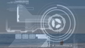 Jogging on beach, woman with animation overlay showing data analysis. Fitness, running, digital, technology, exercise, analytics - Powered by Shutterstock - Get 15% off with code: PIKWIZARD15