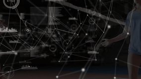 Network of connections and data processing animation over people working in office. Teamwork, collaboration, connectivity, innovation, digital, technology - Powered by Shutterstock - Get 15% off with code: PIKWIZARD15