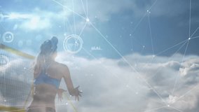 Playing beach volleyball, athlete with animation of digital network connections. technology, cyber, sport - Powered by Shutterstock - Get 15% off with code: PIKWIZARD15