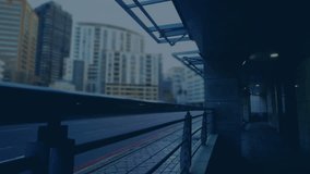 Bar graph animation over urban cityscape with modern buildings and structures. skyline, chart, data, analysis, technology, progress - Powered by Shutterstock - Get 15% off with code: PIKWIZARD15