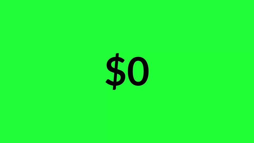 Counting money animation from 0 to $1000000 on a green background