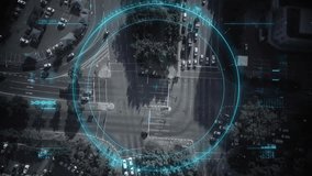 Animation of abstract shapes over aerial view of busy city intersection. Urban, traffic, digital, metropolis, motion - Powered by Shutterstock - Get 15% off with code: PIKWIZARD15