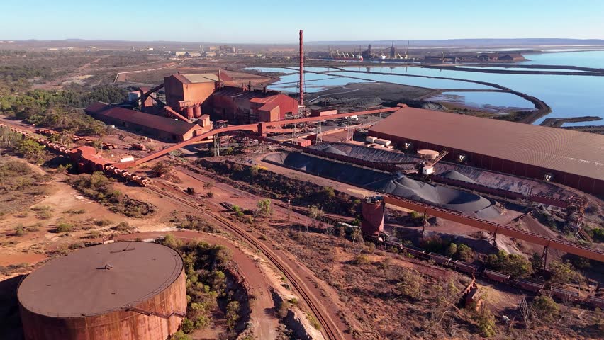 Aerial view of the Whyalla Steelworks, a vital Australian industrial site. This footage showcases the scale and importance of this manufacturing hub.