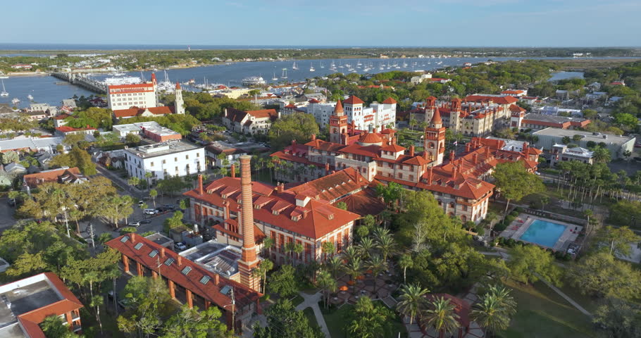Flagler College campus, a private liberal arts college in St. Augustine, Florida. American architecture with historical buildings. USA travel destination.