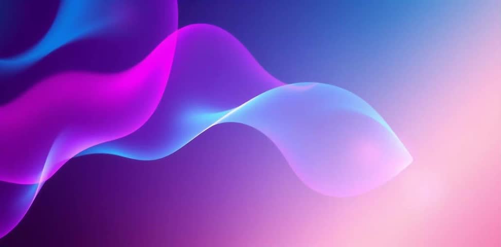 Abstract glowing neon waves flow on purple background