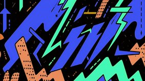 A vibrant animated background in anime and comic style with dynamic lines, zigzags, geometric elements, and graffiti aesthetics. Perfect for VJ loops, clips, stage backgrounds, and motion graphics. - Powered by Shutterstock - Get 15% off with code: PIKWIZARD15