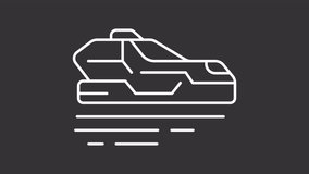 Flying car white line animation. Air taxi animated icon. Shaking vehicle, moving lines. Futuristic transport. Isolated illustration on dark background. Transition alpha video. Motion graphic - Powered by Shutterstock - Get 15% off with code: PIKWIZARD15