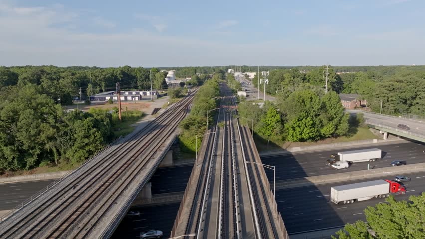 The perimeter interstate highway 285 under subway train railtrack, Atlanta, Georgia