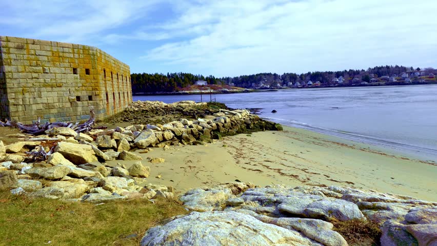Granite rocks along Popham Beach Maine