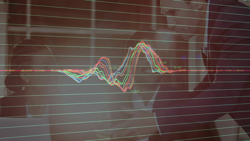 Financial data graph animation over diverse business team discussing in office. Finance, analytics, teamwork, strategy, collaboration, corporate - Powered by Shutterstock - Get 15% off with code: PIKWIZARD15