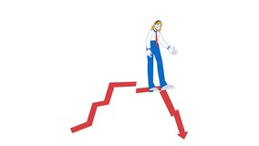 Panicked businesswoman falling with breaking chart arrow 2D animation. Failure, economic crash. Office worker collapse animated character cartoon flat concept metaphor 4K video isolated on white - Powered by Shutterstock - Get 15% off with code: PIKWIZARD15
