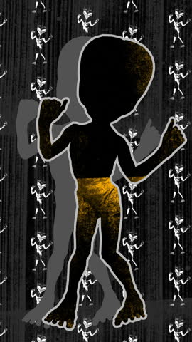 Seamless young animation of cartoon style of dancing alien. Animation fashion design, Stop motion contemporary photo montage art collage