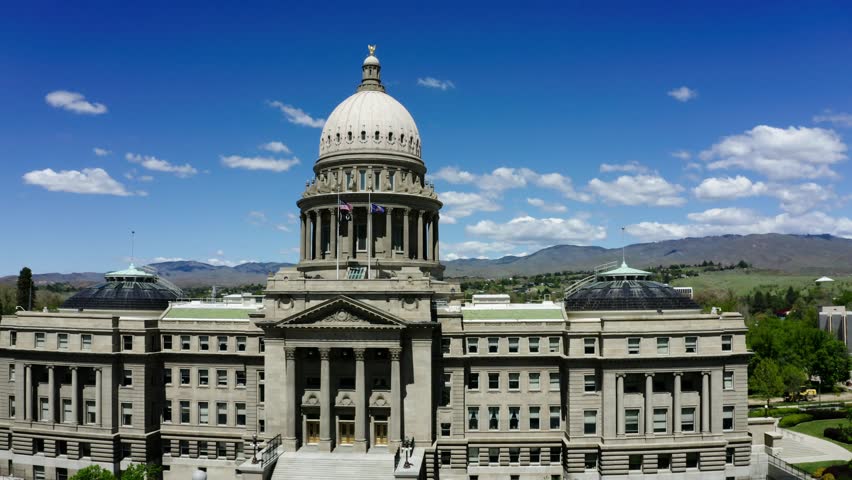 Rising drone shot of Boise, Idaho