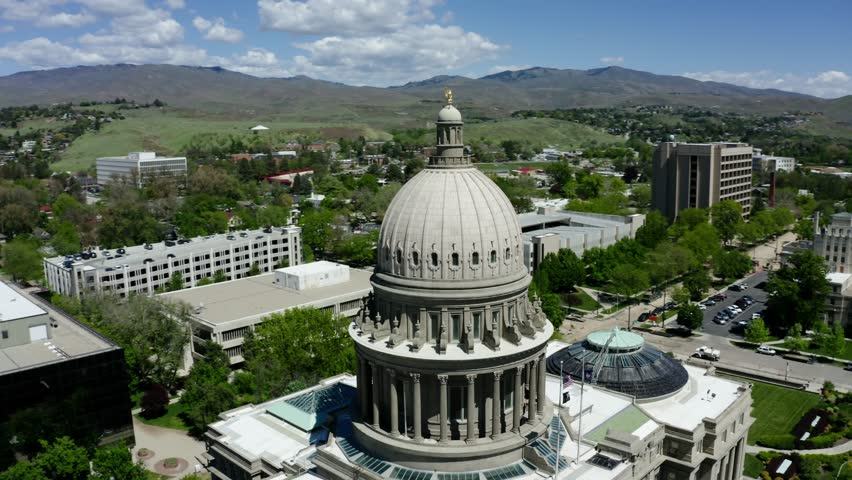 Orbiting drone shot around Boise, Idaho