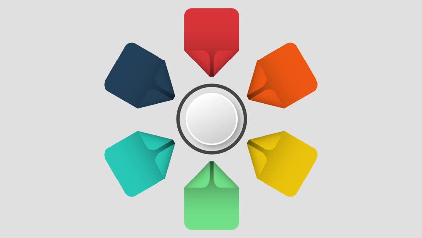 animated video of 6 steps    multicolor shape with for marketing infographic, presentation, animation 4k