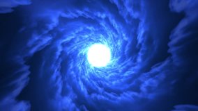 Colorful Cloud or Nebula Tunnel Travel Animation. Flight throught bright blue glowing fantasy cloudy tunnel. Energy twist rotating cloudscape heaven gateway or shiny nebula portal. 4k looped graphic - Powered by Shutterstock - Get 15% off with code: PIKWIZARD15