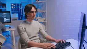 Professional Man programmer coding developer software engineer technology computer programming keyboard workspace data tech digital internet interface website systems analytics cloud virtual solutions - Powered by Shutterstock - Get 15% off with code: PIKWIZARD15