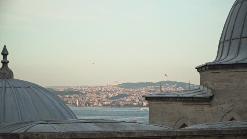 An urban landscape of Istanbul (Constantinople), the largest city in the country of Turkiye (Turkey) on the Bosphorus Strait, situated between Europe and Asia, with old buildings and ancient temples.