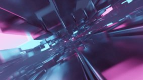 A sci-fi inspired VJ loop featuring rotating metal cubes surrounded by soft blue fog and radiant blue and pink bloom effects. The loop creates a futuristic, ambient atmosphere. - Powered by Shutterstock - Get 15% off with code: PIKWIZARD15