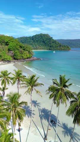 Experience the tranquility of Koh Kood Island, where pristine beaches meet vibrant greenery. Palm trees sway gently by the azure waters, creating a peaceful escape for nature lovers in Thailand