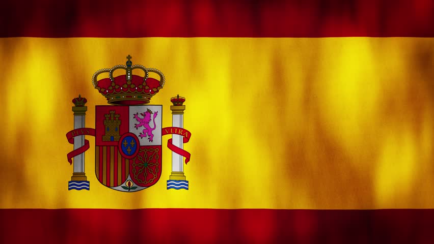 Animated background. Flag of Spain 4k. National flag fluttering in the wind