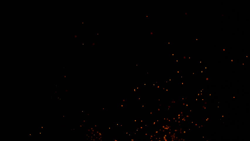 Super Slow Motion Shot of Real Fire Sparks Isolated on Black Background at 1000fps.
