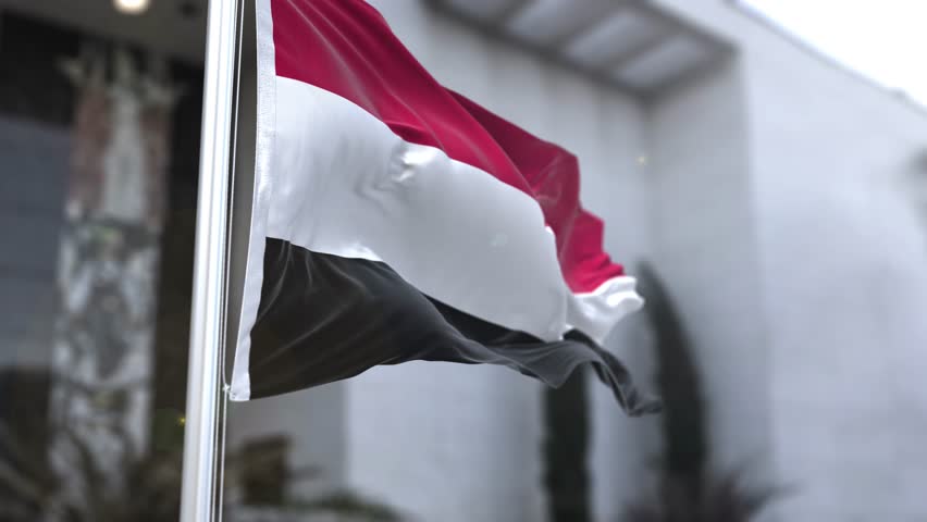 Yemen Flag in the Wind Waving Official Flag 4K