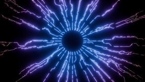 Seamless loop. Glowing Futuristic Circuit Board with Neon Purple and Blue Lines Radiating from a Central circle shape. For Technology product background - Powered by Shutterstock - Get 15% off with code: PIKWIZARD15