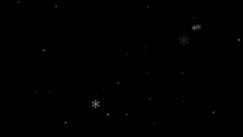 Beautiful snowfall with delicate snowflakes falling gently against a black background. A peaceful and minimal winter scene featuring icy particles in motion, perfect for seasonal, holiday.